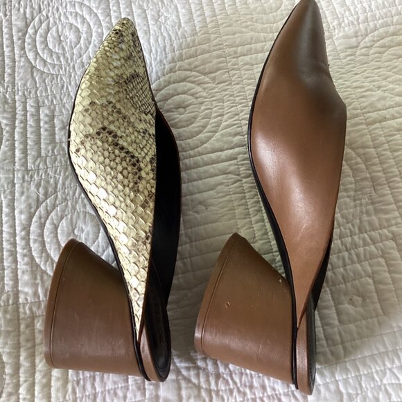 Mercedes Castillo Leather Animal Print Mules Women's Size: 9.5/39.5 - Picture 2 of 15